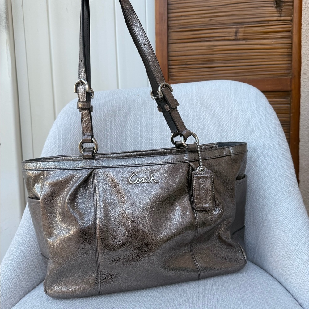 Coach Shimmering Silver Shoulder Bag